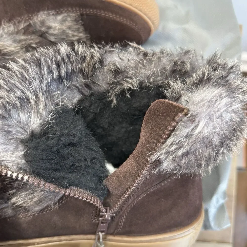 Cougar Winter Snow Boots Size 9 Brown Cocoa Dasha Lace Up Faux Fur Zip Women's